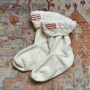 NWOB Hunter Original SHORT Boot Socks Natural White Cable Knit Liners Medium 5-7